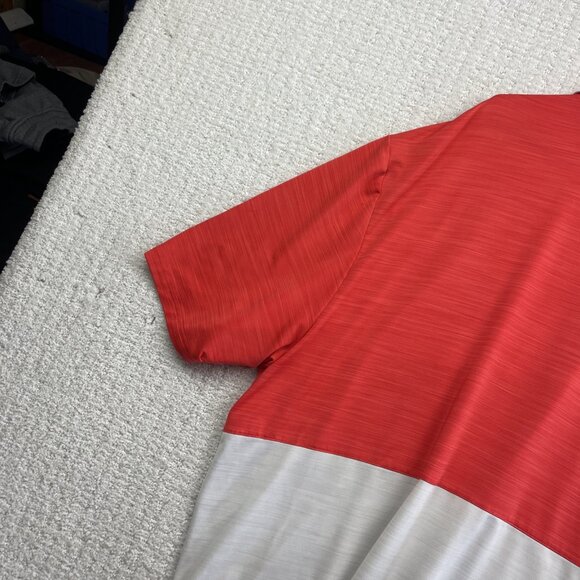 Adidas Golf Polo Shirt Color Blok Mens XXL Orange / White Performance Read* - Picture 15 of 16